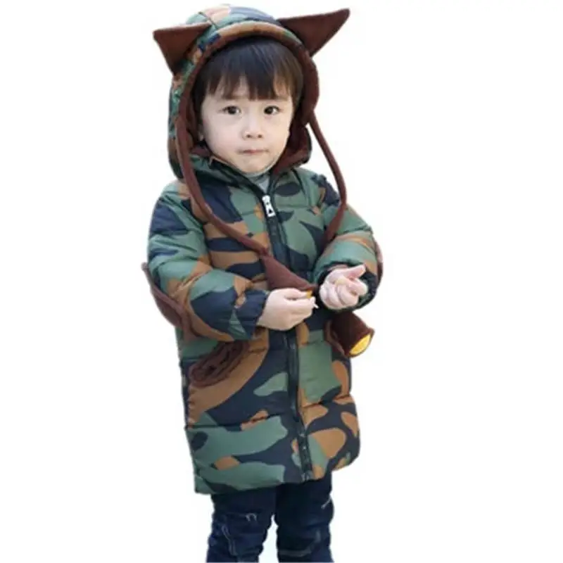 

2019 Winter New Kids Boys Casual Cotton Padded Jacket Coat Children Thick Warm Outerwear Baby Boys Hooded Parkas Clothes F131