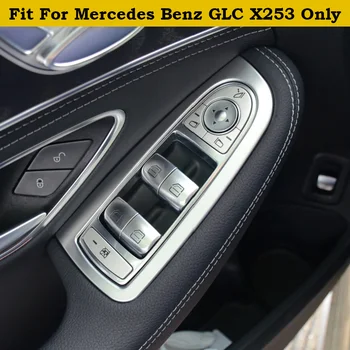 

MATTE CARBON FIBER For Mercedes Benz C Class W205 GLC X253 2015 2016 2017 2018 Door Armrest Window Lift Button Panel Cover Trim