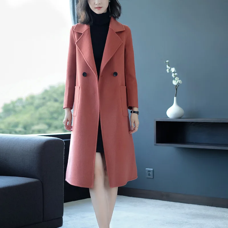 Rose gold KMETRAM, настоящее шерстяное пальто, женская куртка, Осень-зима, куртка, женское двухстороннее шерстяное пальто, женские корейские куртки, Abrigo Mujer KC1801 - Цвет: Rose gold