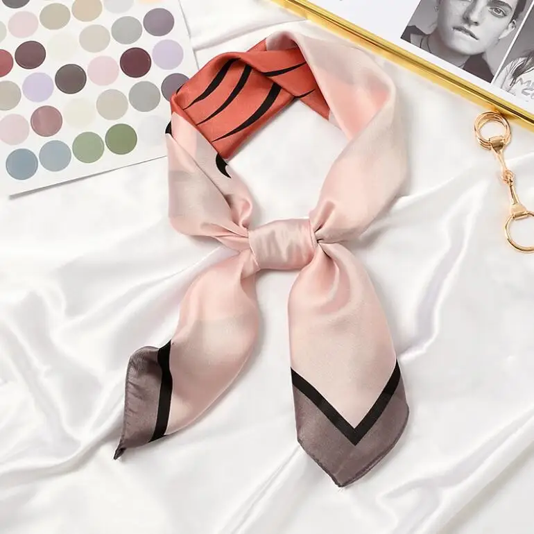 

Yishine 2021 70x70cm Для женщин Многофункциональный полиэфирный шелковый шарф с милой зеброй, печатная атласная маленькие квадратные обертки шарфы шали