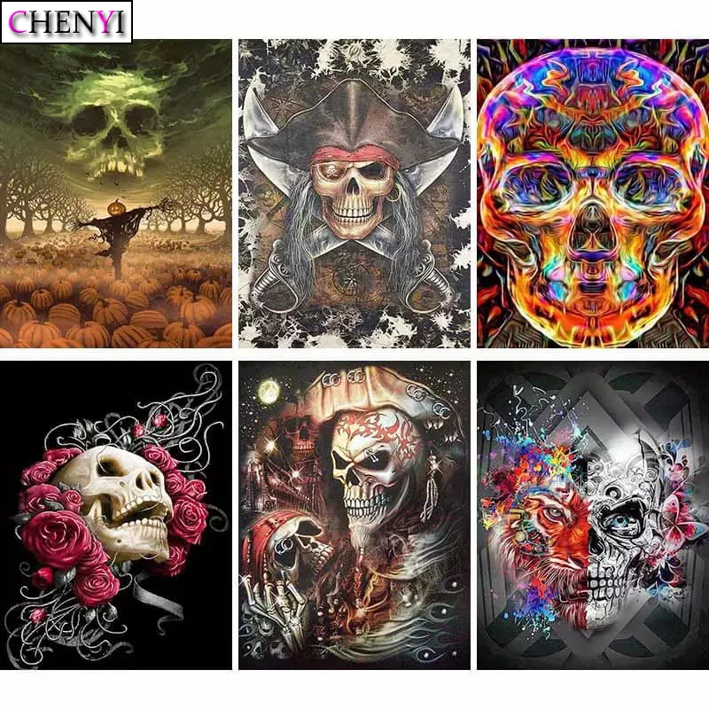 CHENYI 5D алмазная вышивка &quotсделай сам&quot мультфильм Череп мозаика живопись розы