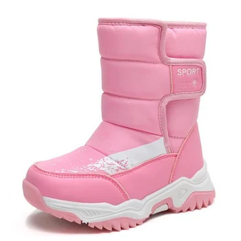 

Children Waterproof Snow Boots 2020 Winter New Thick Plush Warm Non-slip Middle tube Boots Shoes For Big Girls Boys Kids kl836