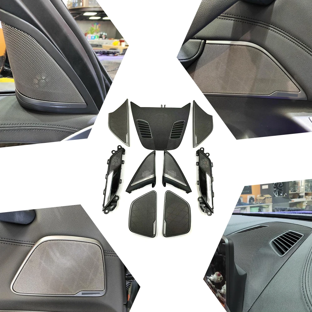 9 pcs set front door tweeter cover center control panel and door mid range speaker trim upgrade kit for bmw g30 update replace