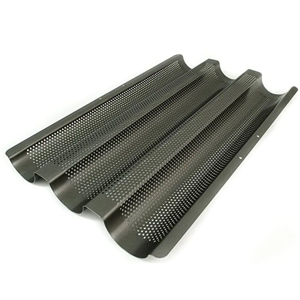 

Non-stick 3 slot bread wave baking tray rack 2 wave baguette baking mold Cake mold 3 slot bread wavy grill rack