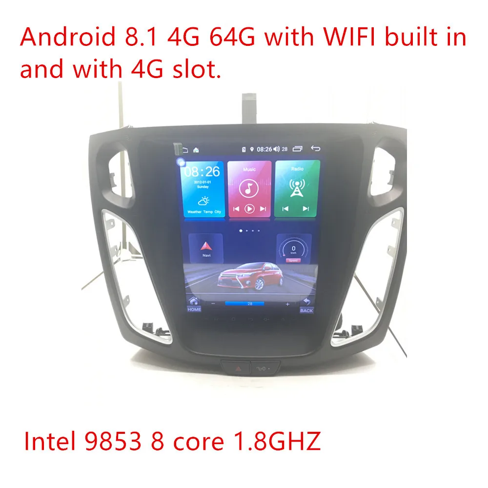 

Android 8.1 9.0 OS 10.4 inch IPS vertical screen car gps multimedia radio bt navigation player for ford focus salon 2012-2016