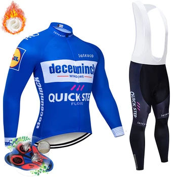 

2019 Pro Team QUICK STEP Cycling Jersey 9D Bib Set Belgium Bike Clothing Mens Winter Thermal Fleece Bicycle Clothes Cycling Wear