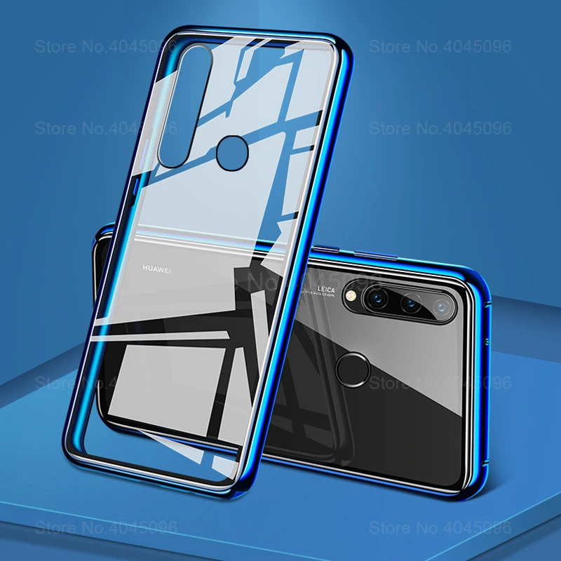 blue 360 магнитный чехол для huawei p30 lite, передний задний стеклянный чехол для huawei i p30 lite p 30 светильник 30 lite, закаленное стекло с магнитом, крышка - Цвет: blue
