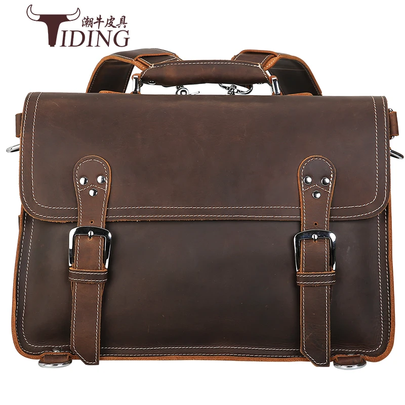 1" мужской портфель сумки для ноутбука из натуральной кожи большой емкости для путешествий Бизнес винтажные сумки через плечо большие сумки
