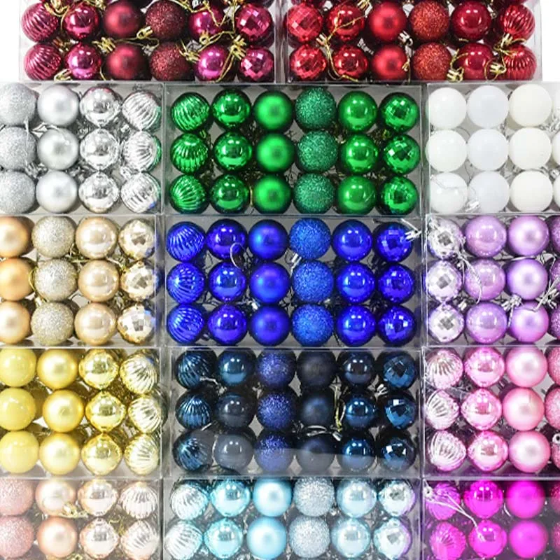 36Pcs Christmas Tree Hanging Ornament Bauble Ball Glitter Christmas Ball Pendant For Xmas New Year Party Home Decor Navidad Gift