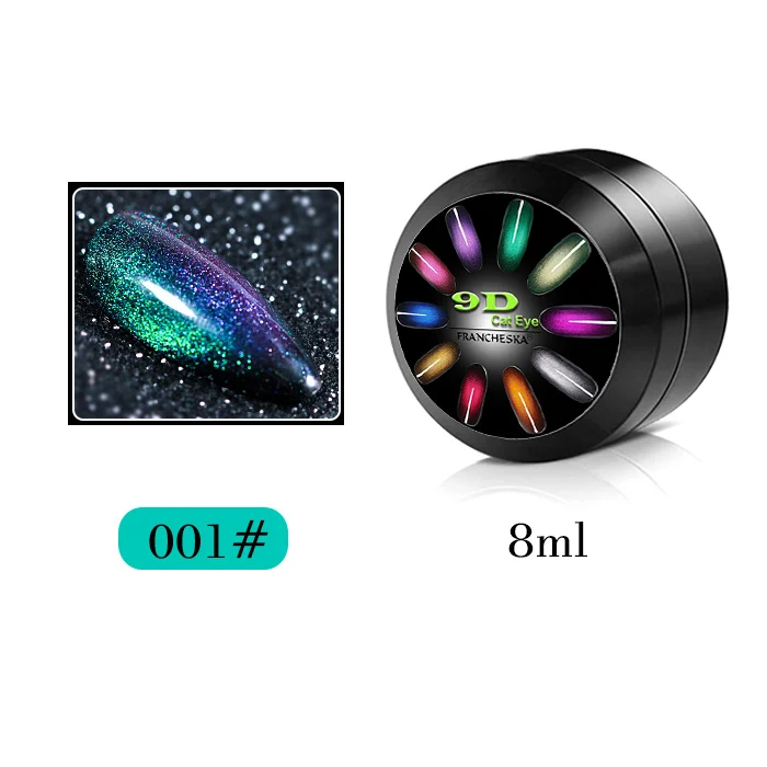 9D cat eye 01-G Франческа 8 мл 9D Galaxy кошачий глаз гель для ногтей Хамелеон для использования с магнитом Замачивание Светодиодный УФ лак Полупостоянный Маникюр гель лак - Цвет: 9D cat eye 01-G