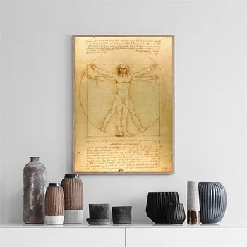 

Uomo Vitruviano Vitruvian Man Leonardo Da Vinci's Work Spray Canvas Painting Wall Art Painting Pictures Human Dissection Italy
