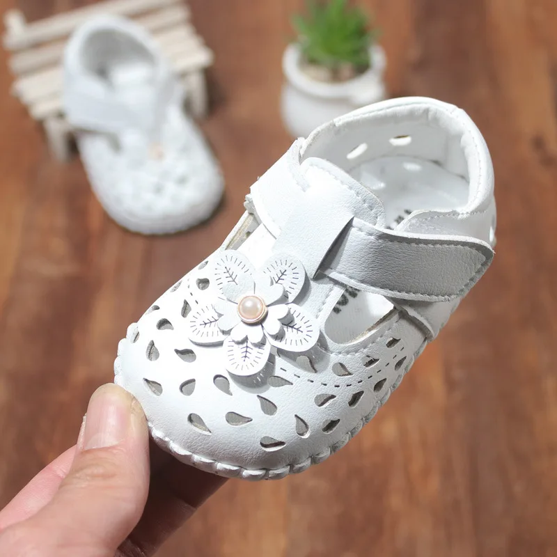 Infant Girls Baby Sandals Shoes Summer Kids Flower Shoes Hollow Soft Leather Sandals Children Toddler Cute 0-2 Years Old