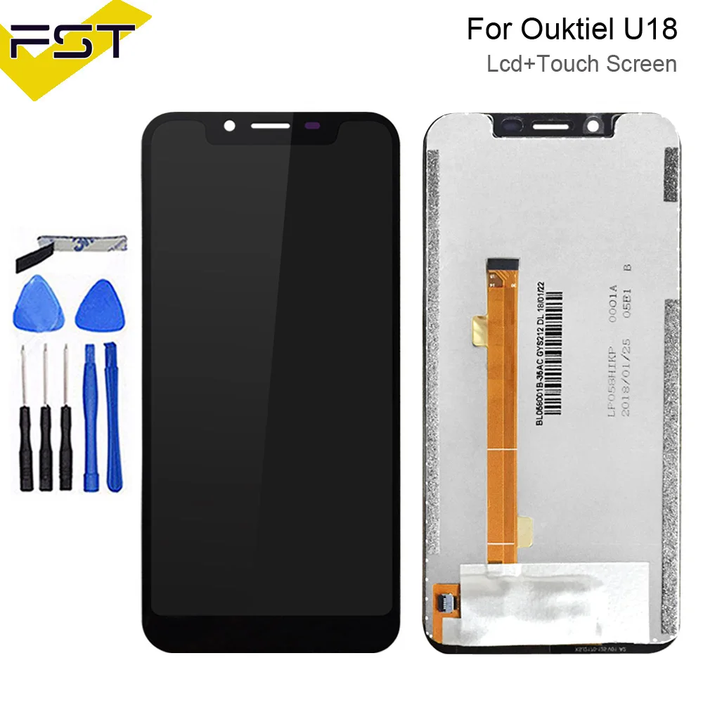 Цена 5,85 для Oukitel U18 ЖК дисплей и кодирующий преобразователь сенсорного экрана в сборе аксессуары для телефонов Oukitel U18 с инструментами и клеем