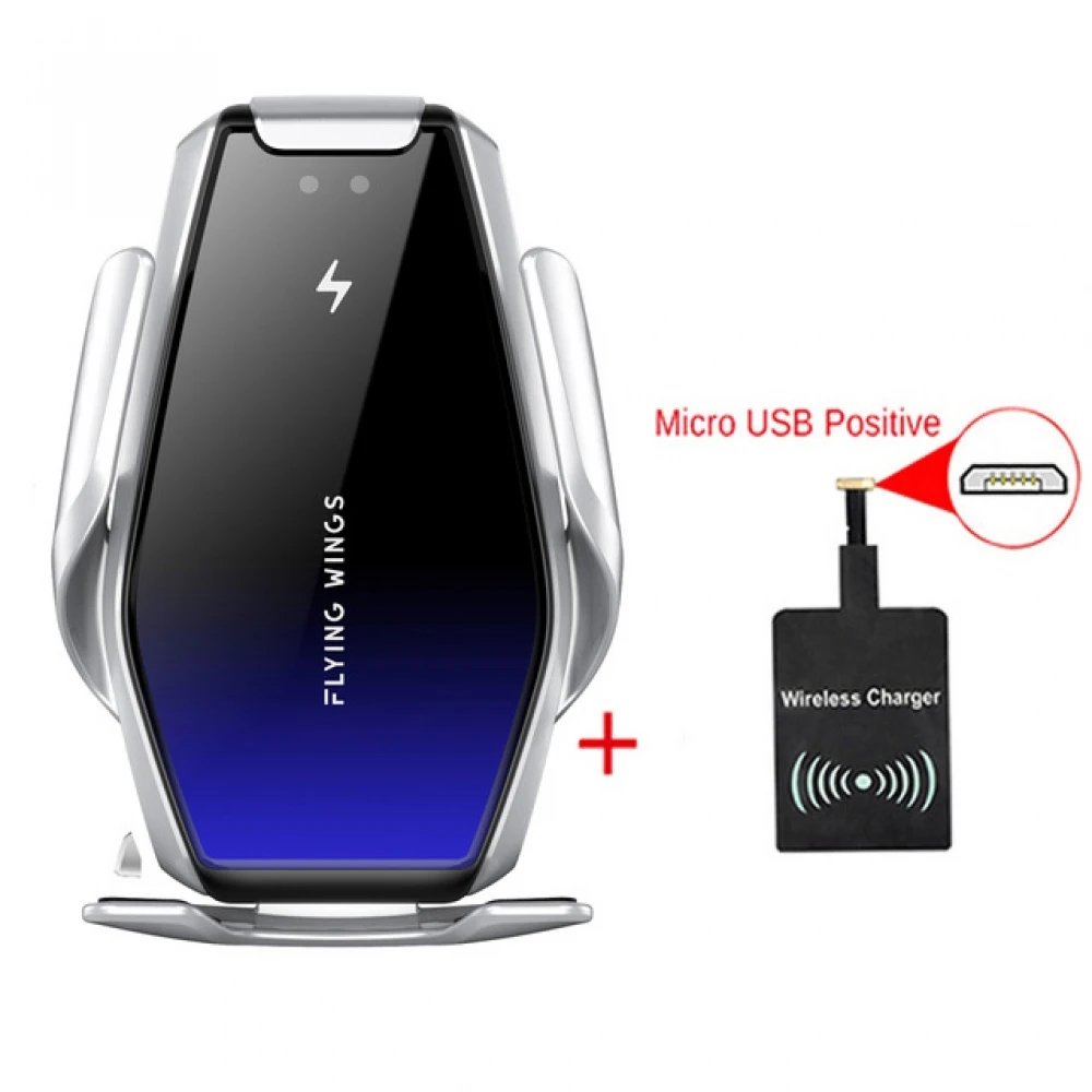 silver add Micro 15 Вт S7 автомобильное беспроводное зарядное устройство Qi быстрое зарядное устройство для телефона зарядный держатель для телефона для IPhone 11 samsung смартфон - Название цвета: silver add Micro