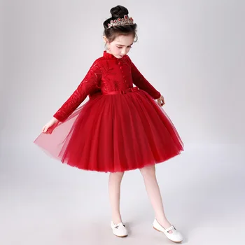 

Tick Tok Children's Dress Princess Dress Girl's Performance Dress Flower Children Pompous Yarn Host Chinese Style Evening Dress