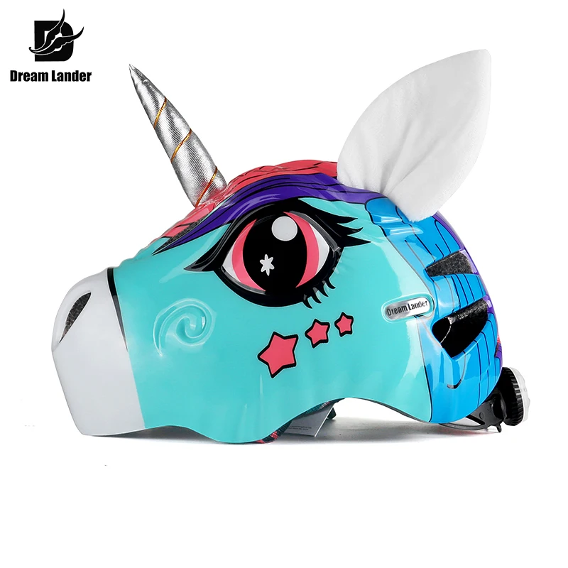 KID’S BIKE HELMET 3D unicorn Bicycle Skate Helmet with Taillight Creative Toddler Bike Helmet