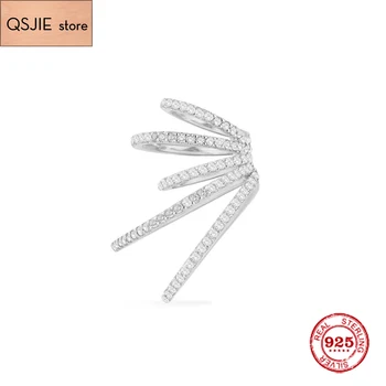 

High Quality S925 Sterling Silver Jewelry 1:1 Copy,,Silver Mono Five-Hoop Sliding Ear Cuff