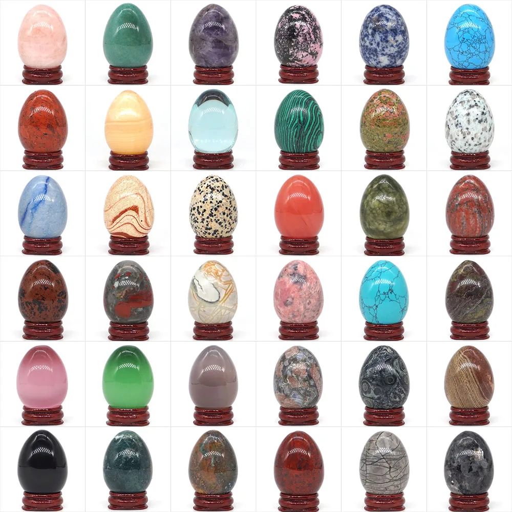 

35x49mm Wholesale Natural Gemstone Crystal Reiki Healing Energy Quartz Home Decor Hand Play Stone Massage Egg Crafts / Stand