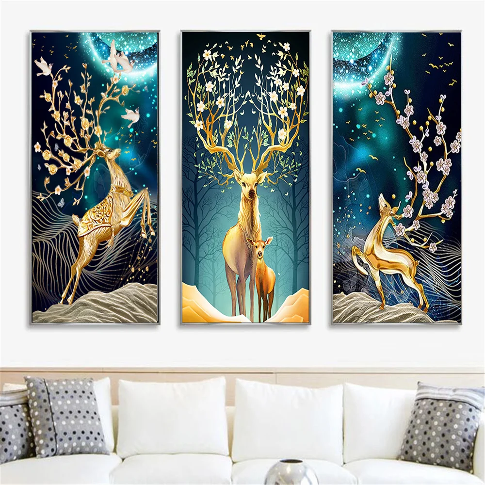 

YI BRIGHT Full Square Round Diamond Painting Deer 5D DIY Diamond Embroidery Animal Picture Rhinestone Mosaic Home Decoration