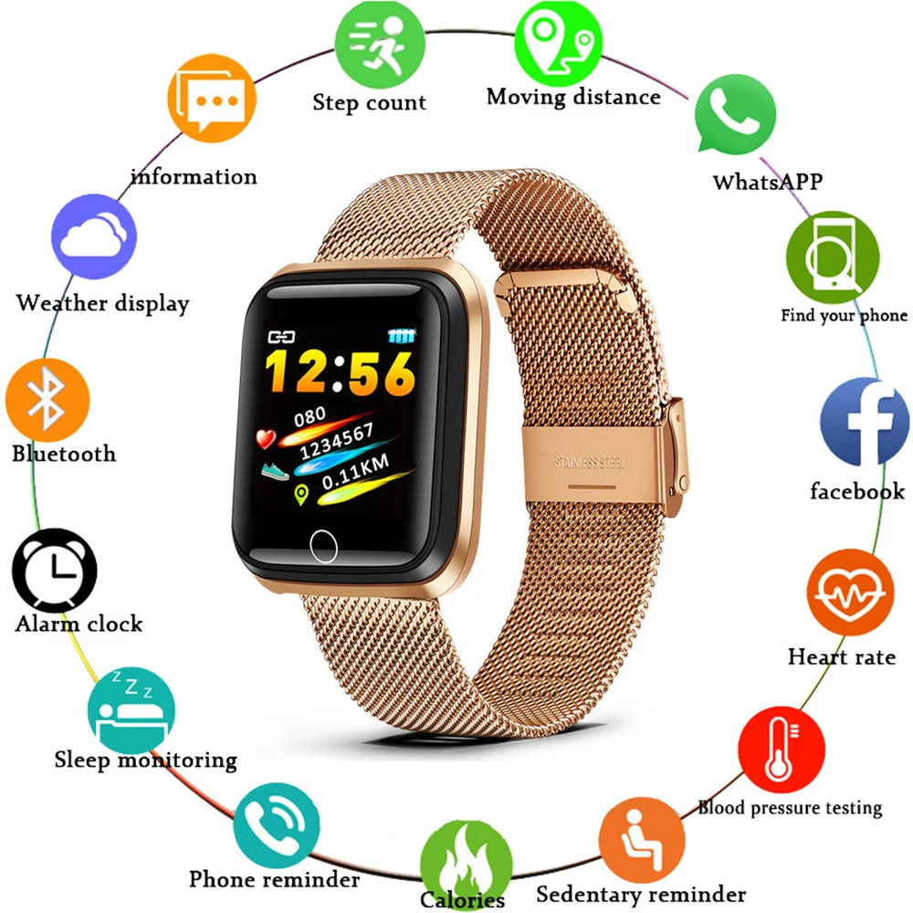 Новинка цветной экран Смарт-часы Шагомер пульсометр СВЕТОДИОДНЫЙ для Android ios