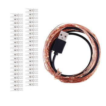 

AYHF-Photo Clip String Lights 100 Led Fairy String Lights with 50 Clear Clips for Hanging Pictures, Photo String Lights with Cli