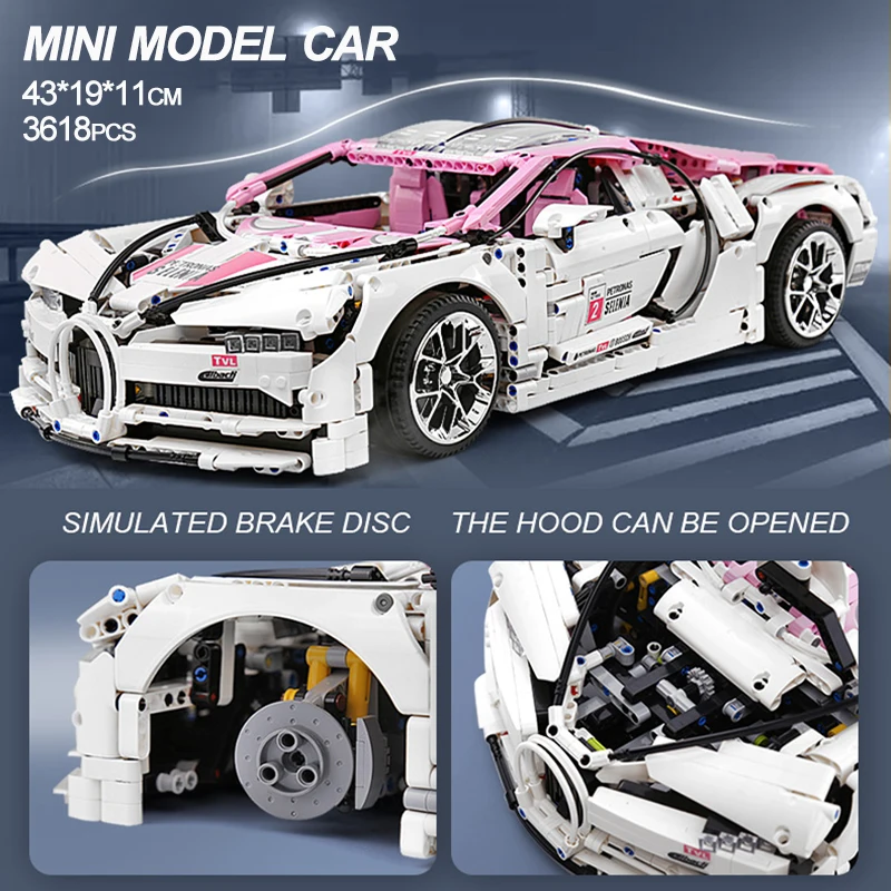 1:10 Bugattied racing car 1.9kg Assemble city building blocks simulation model mini bricks educational toys for children | Игрушки и