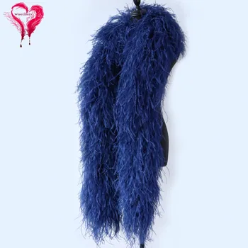 

17ply Navy Blue Fluffy Ostrich Feather Boas Shawl Wedding dress Christmas Clothing Decorative Scarf 2 meter Wholesale