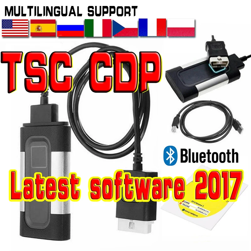 

NEWEST Bluetooth Scanner 2017R1 Keygen OBD2 TCS Pro Diagnostic Tool Car Interface for Auto com With Usb Cable