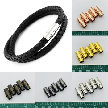 

10pcs/lot 3 4 5 6 7 8mm Strong Magnetic Clasps With Locking Mechanism Fit Leather Cord End Cap DIY Bracelets Connectors Making