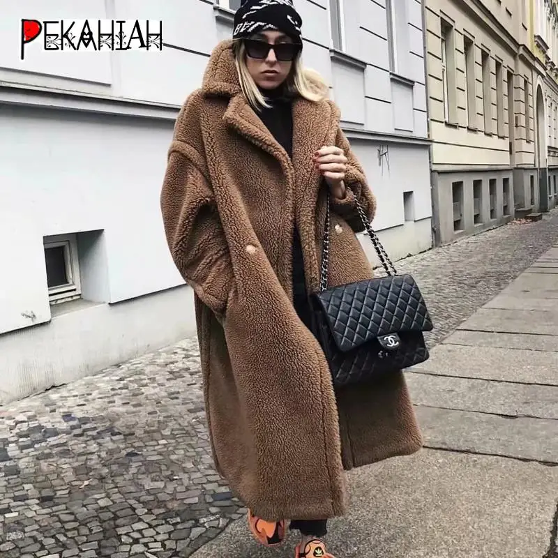 Зимнее пальто из искусственного меха женское плюшевое уличная одежда с длинным