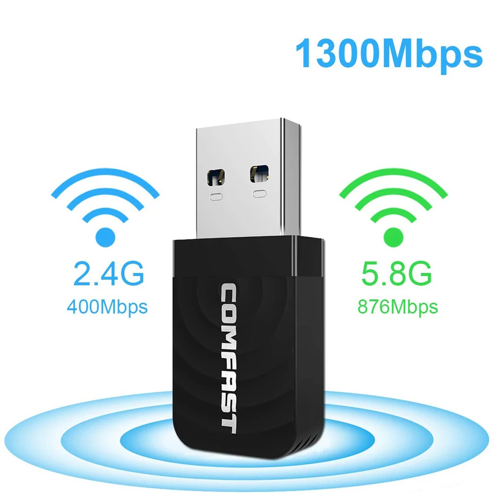 802.11ac/b/g/n Mini USB WIFI адаптер для ПК ноутбука Wi-Fi Dongle 1300 Мбит/с Usb Ethernet беспроводной