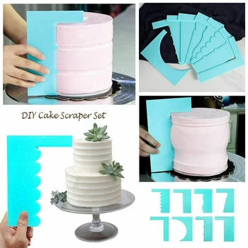

8Pcs Different Style Baking Fondant Cake Scraper Set Icing Piping Cream Spatula Edges Smoother Baking Tools Blue