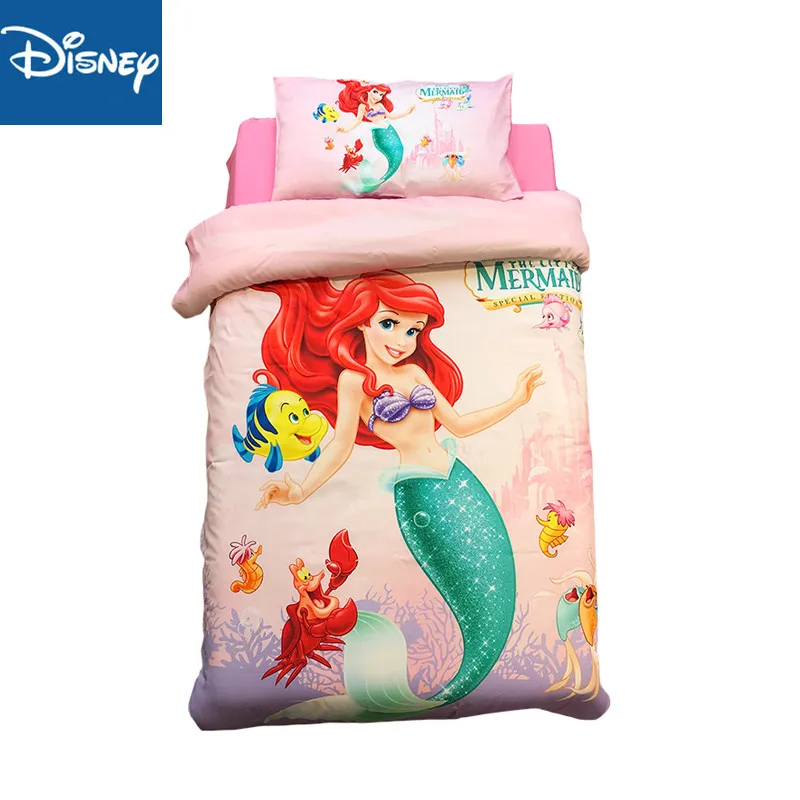 

Disney kids bedding sets 120x150cm duvet covers 60x135cm bed decoration spreads pillow case 3pcs cartoon Ariel princess discount