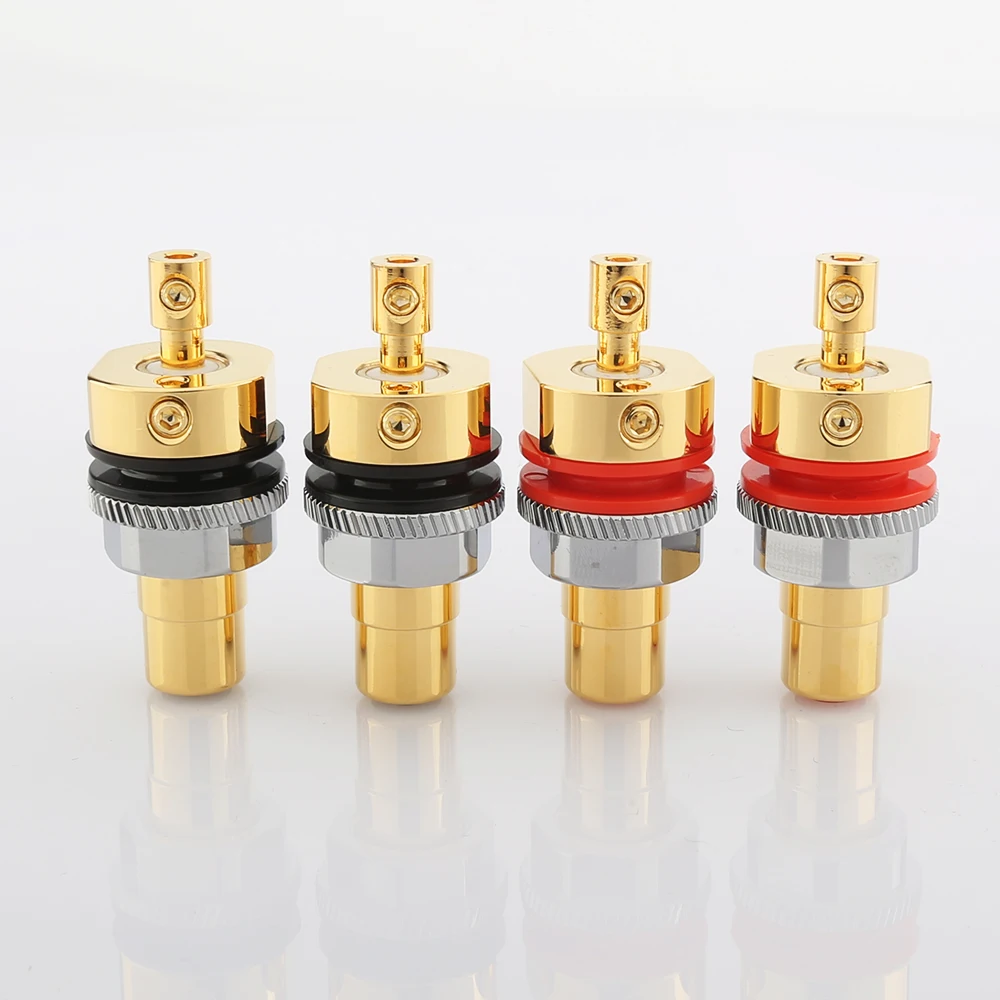 

RC102G Viborg Pure Copper 24K Gold Plated RCA Socket Screw Locking RCA Female Socket Hifi Viborg RC102G Pure Copper 24K Gold