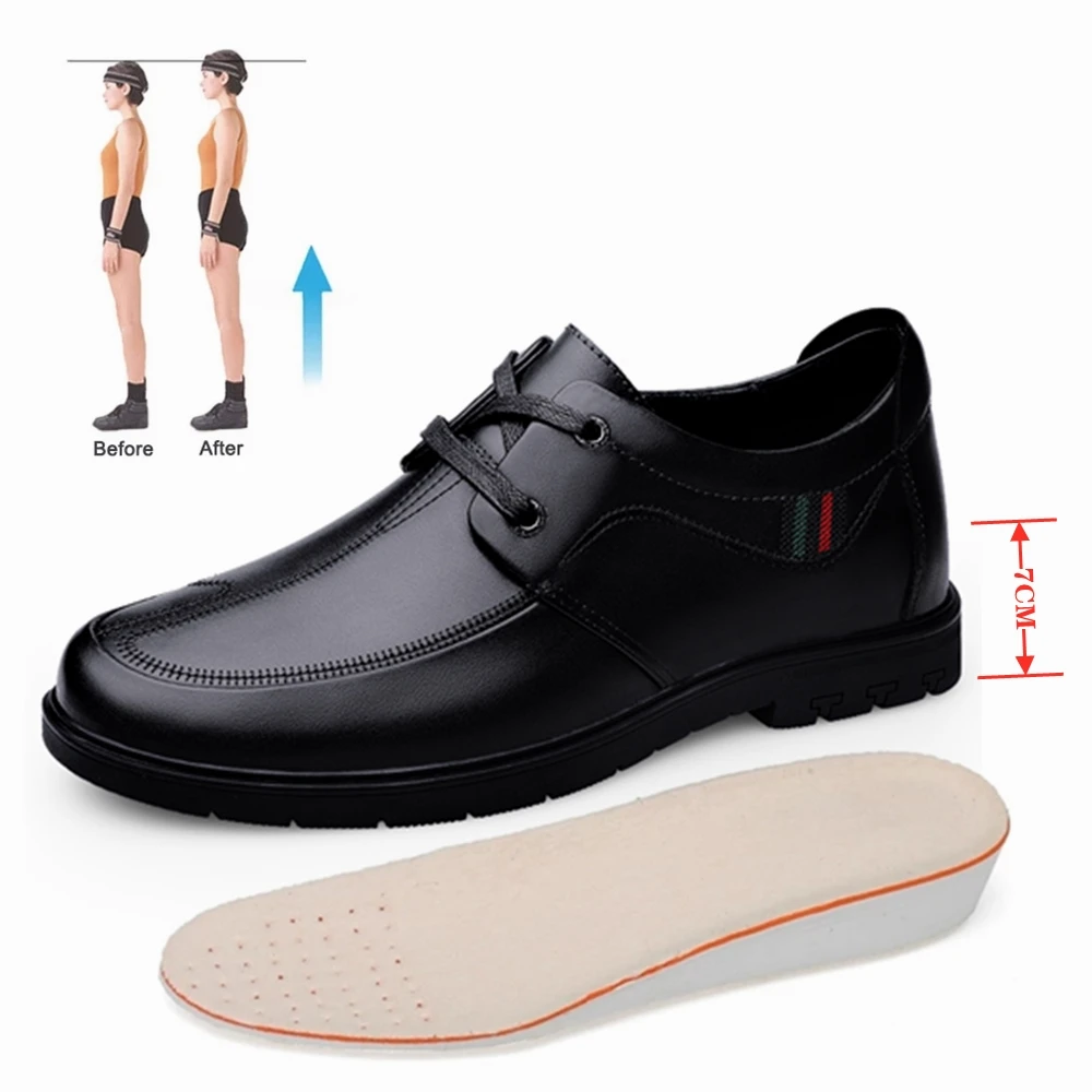 

Elevator Shoes for Men Casual Cow Leather Sneakers 7 CM Heightening Elevator Shoes Business Formal Leather Shoes Lofers Man