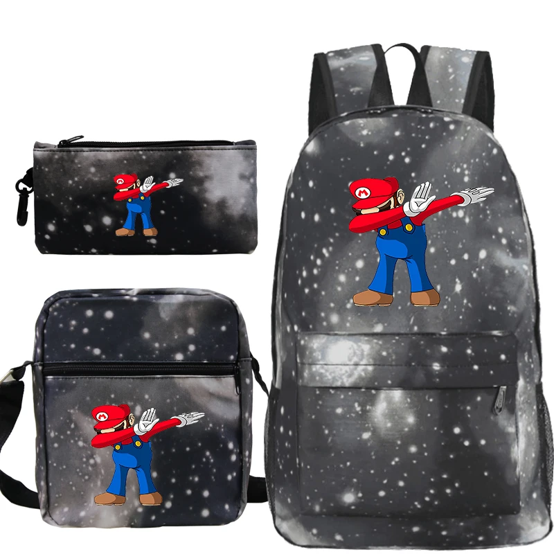 Супер рюкзак Марио кавайный чехол для карандаша для школы Mochila plecak аниме дорожные рюкзаки Sac A Dos 3 шт./компл