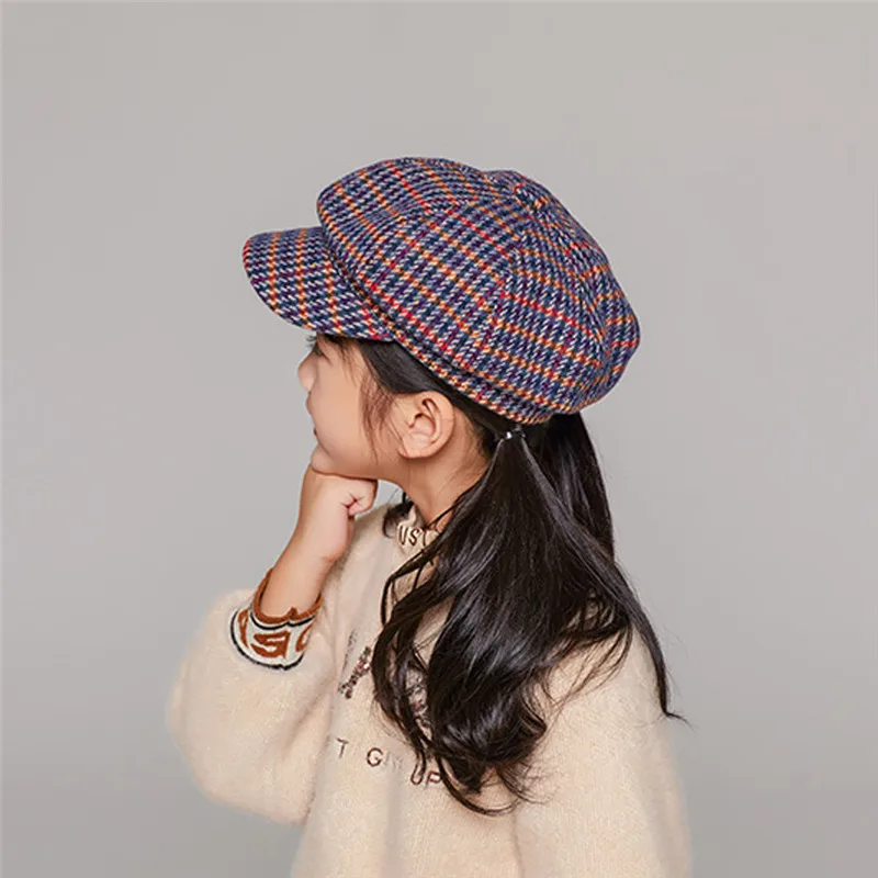 Children's hat Kids Baby Girls Beret New Autumn And Plaid Winter Comfortable Breathable Cap #4j30 (8)