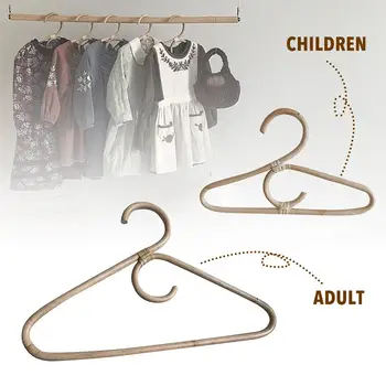 

Hot Adults Children Handmade Clothing Rattan Hanger Nordic Handmade Coat Storage Rack Decoration Clothes Hanger