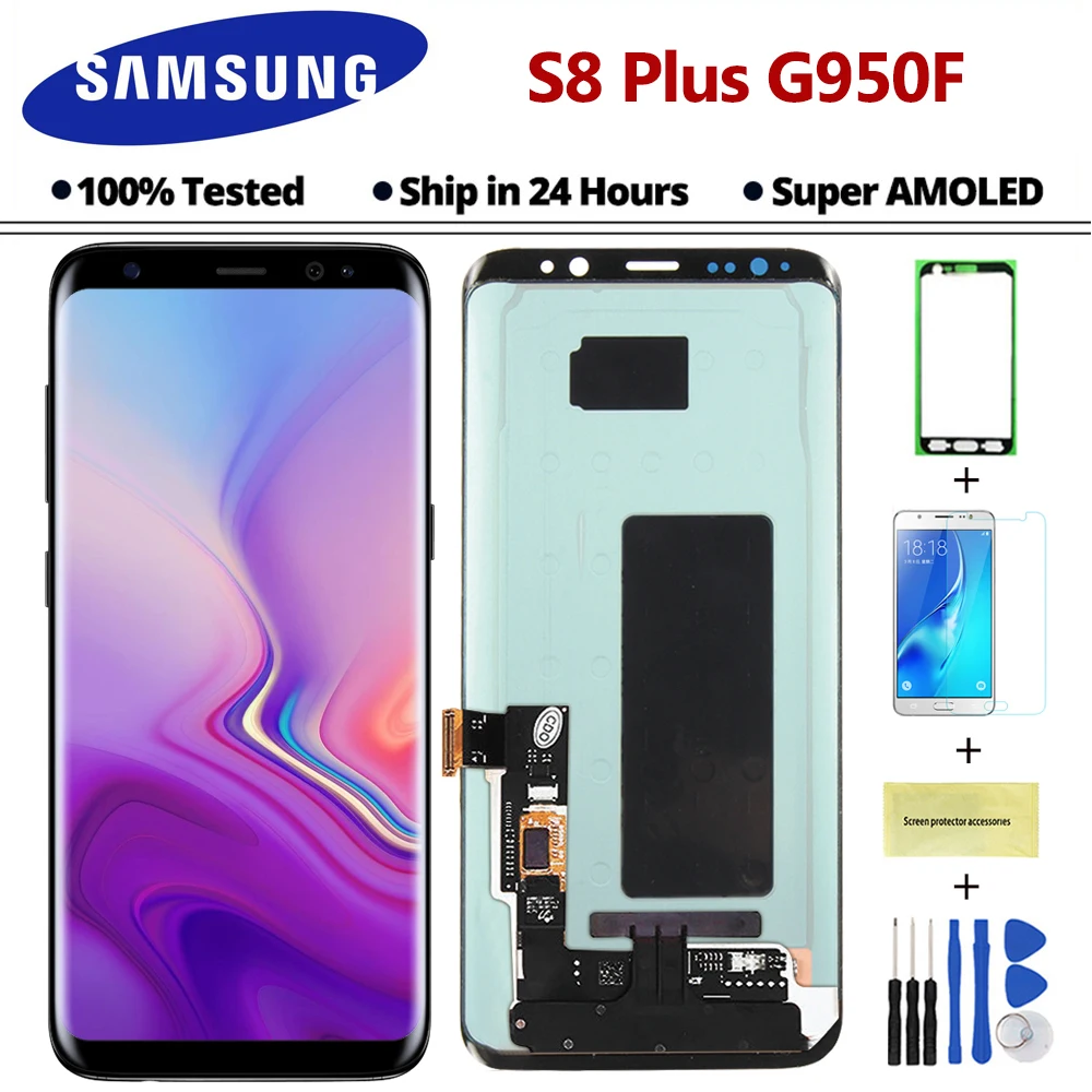 Для Samsung Galaxy S8 ЖК Дисплей S8 плюс G950 G950F G955fd G955F G955 с сжигать тени цифрователь для сенсорного экрана с рамкой