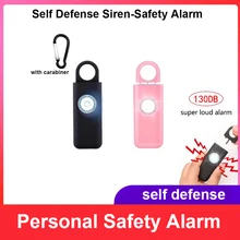 Sirène d'auto défense pour femmes, 2 types, 130 db, porte clés avec lumière LED SOS, alarme personnelle de Protection