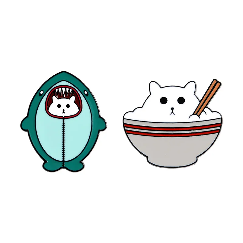 Значки с героями мультфильмов Милые Броши в форме кошки миске для женщин