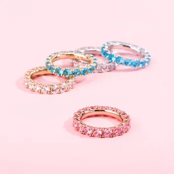 

2020 New Arrival Round Zircon Rings Gold Color High Quality Copper Iced Out Rings Hip Hop Fashion Personality Jewelry Women Gift