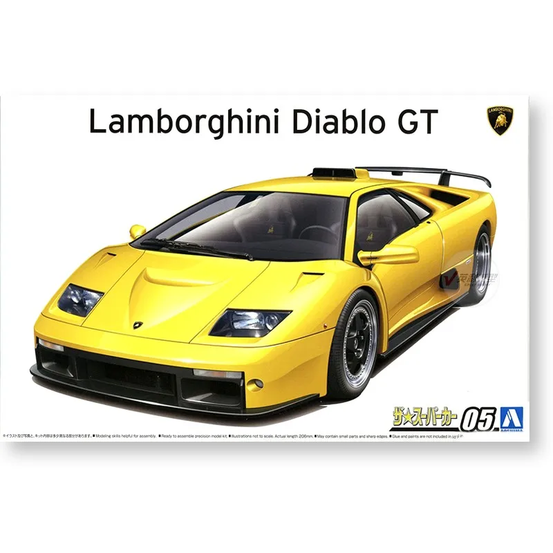 Aoshima 05899 1/24 Lamborghini Diablo GT Racing Sport Vehicle Car Handmade Hobby Toy Plastic Model Building Assembly Kit | Игрушки и
