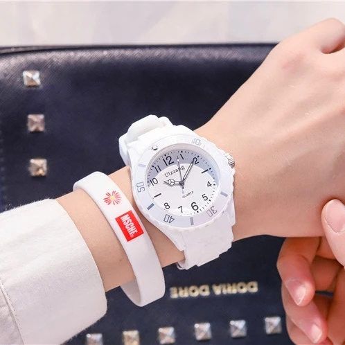 Fashion Silicone Women Watches Simple Sport Ladies Quartz Wristwatches Ulzzang Brand Fresh Children Clock Gifts Relogio Feminino white