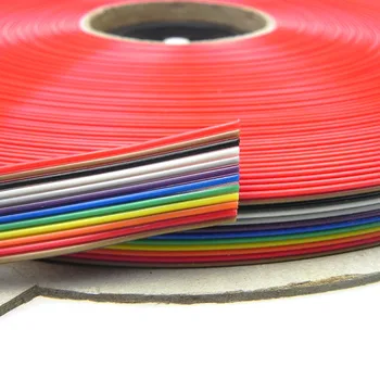 

1M 5M 10M 20M AWG28 12 pin 1.27MM Pitch Flat Rainbow Ribbon IDC Cable Wire