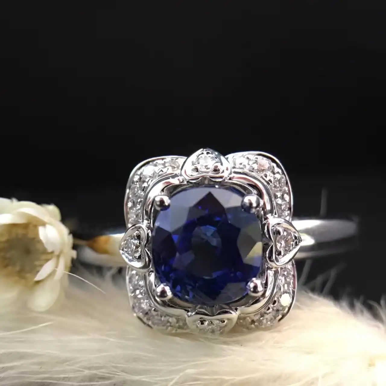 1.428ct+ 0.108ct 18K золото натуральный сапфир женское кольцо с алмазной установкой новое Изысканное Украшение на свадьбу обручальное кольцо
