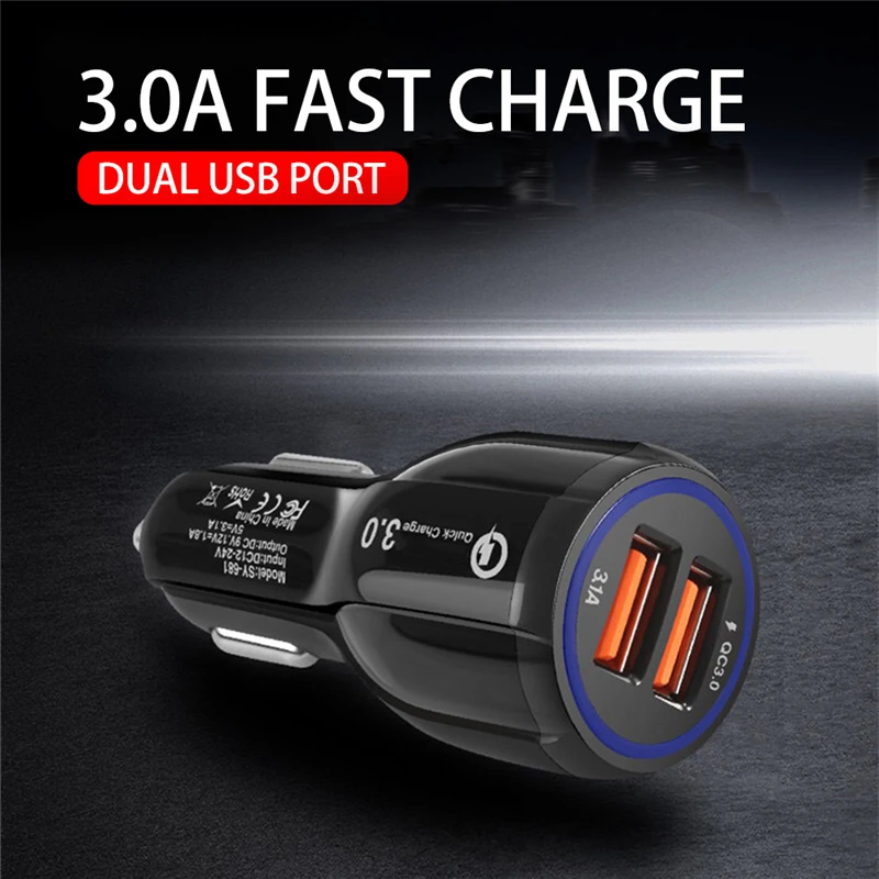 Автомобильные аксессуары для салона автомобиля USB зарядное устройство Quick Charge 3,0 зарядное устройство для мобильного телефона 2 порта USB быстрое автомобильное зарядное устройство адаптер дропшиппинг