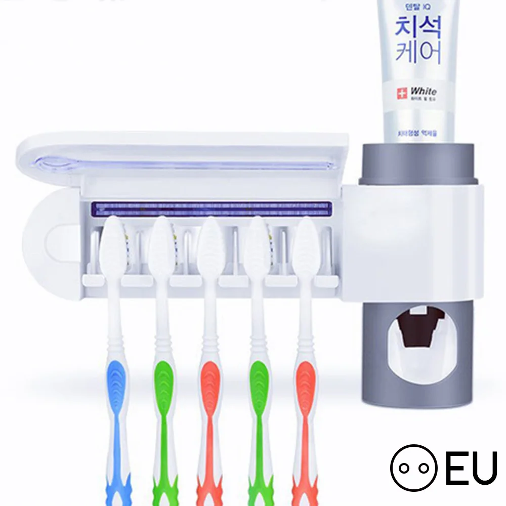 3 в 1 ультрафиолетовый свет стерилизатор зубной щетки многофункциональная зубная щетка держатель комплект для зубной пасты гигиена полости рта очиститель - Цвет: A EU