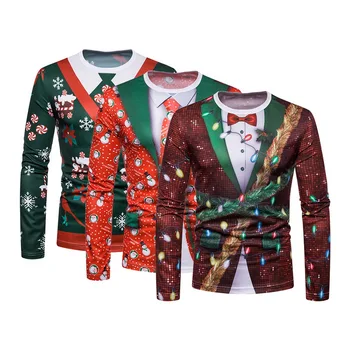 

JODIMITTY New Christmas Print Men TShirt O Neck long Sleeve Tee Tops Casual Hip Hop 3D Print T-shirt Party Funny T Shirts