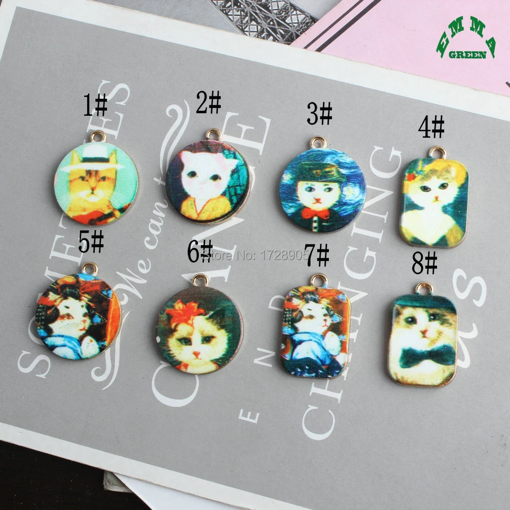 

Enamel Charms Jewelry Accessories 10pcs beautiful Cats Charm love Animal Handmade Pendants Jewelry Making Handmade DIY Bracelet